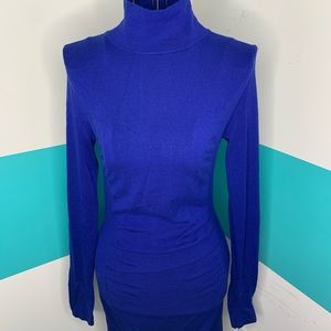 Royal blue turtleneck dress